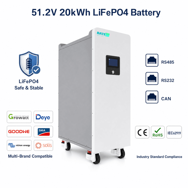 20.48kWh 400Ah 51.2V LiFePO4 Floor-Standing Battery